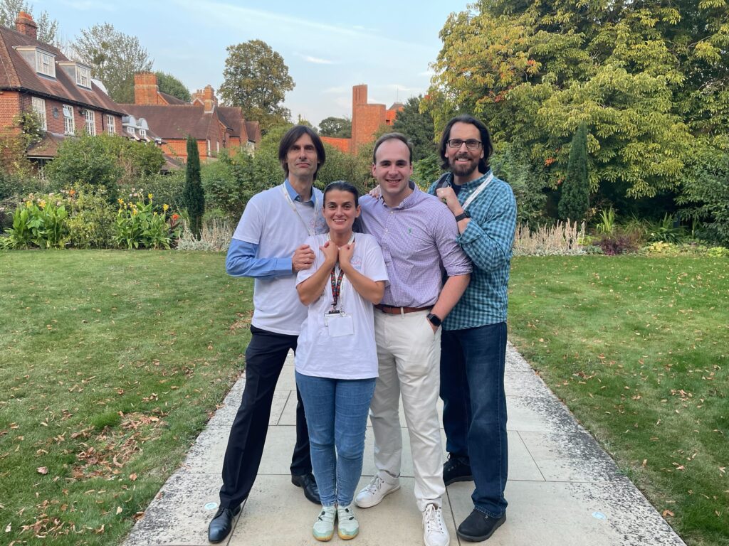 Peter Smielewski, Erta Beqiri Ethan Moyer, and Craig Maddux at the ICM+ 20th Anniversary Workshop prior to INTS 2024